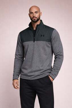 Under Armour ColdGear 1/4 Zip Pullover Men’s Medium Gray Loose Fit Fleece Athlet